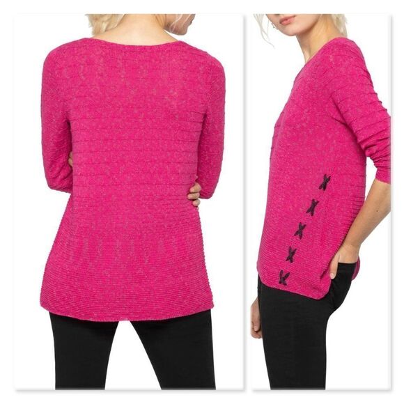 NIC+ZOE  Cross Stitch Sweater sz XS in Pink - Picture 2 of 13